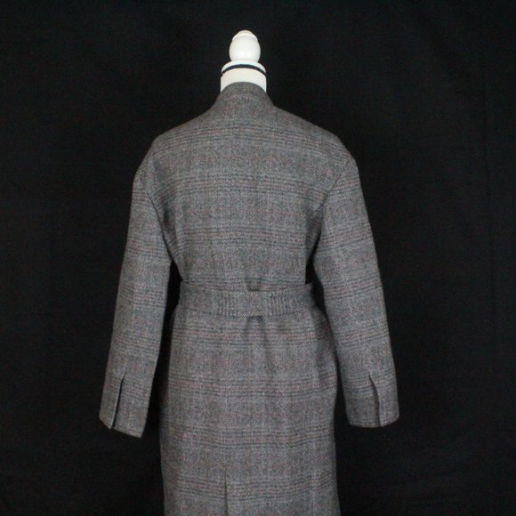 NWT ZARA XS WOOL LAPEL BELTED PATTERNED HERRINGBONE LONG COAT - Picture 9 of 12
